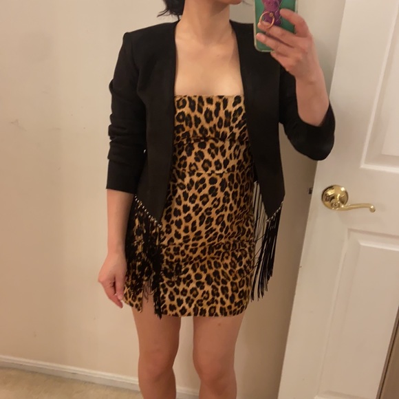 Zara faux suede fringe jacket. Xs - Picture 4 of 13